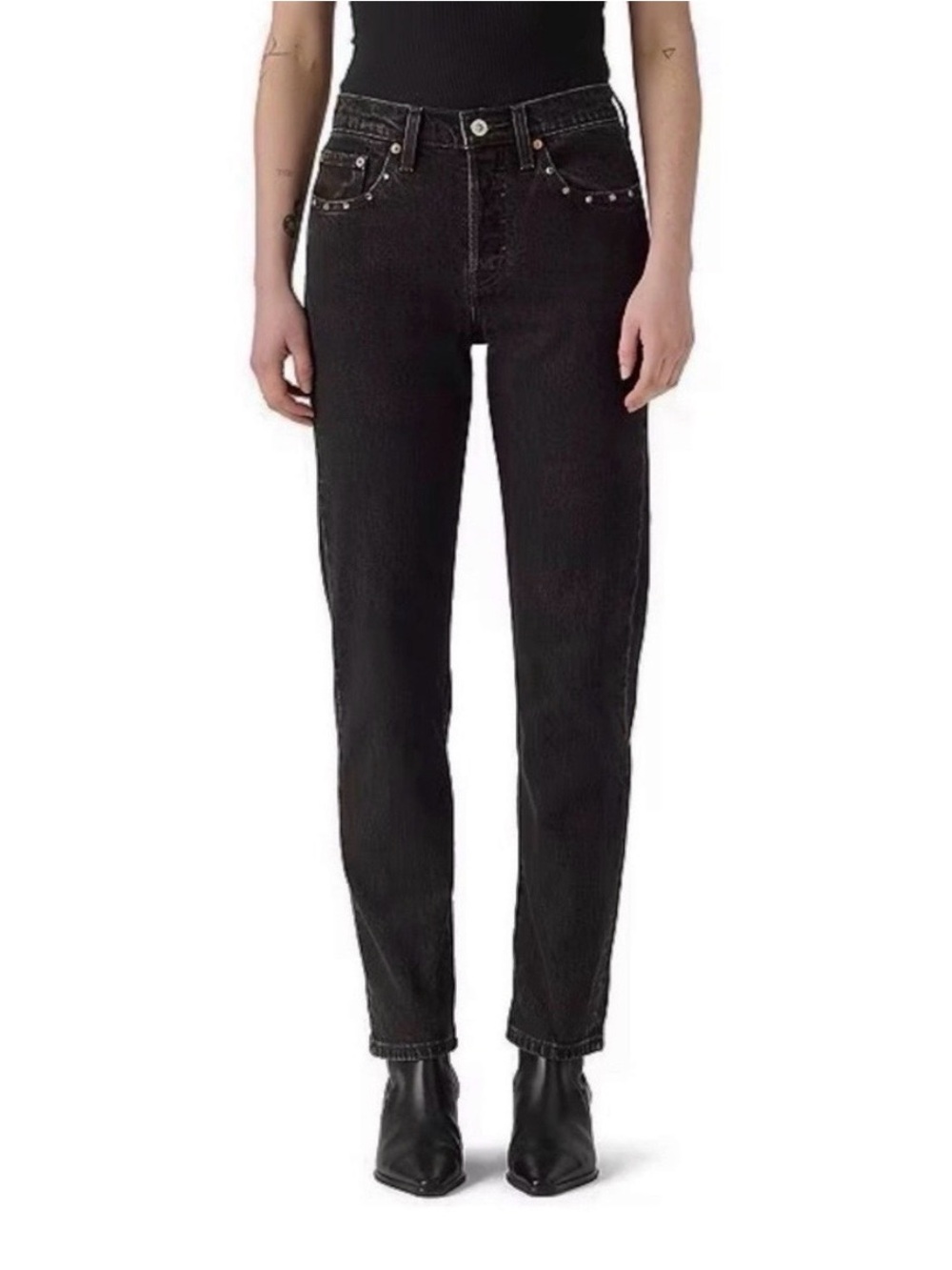 Levi's High Rise Black Straight Leg Jeans
